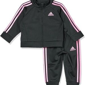 Girls 6X Adidas Black and Pink Tracksuit